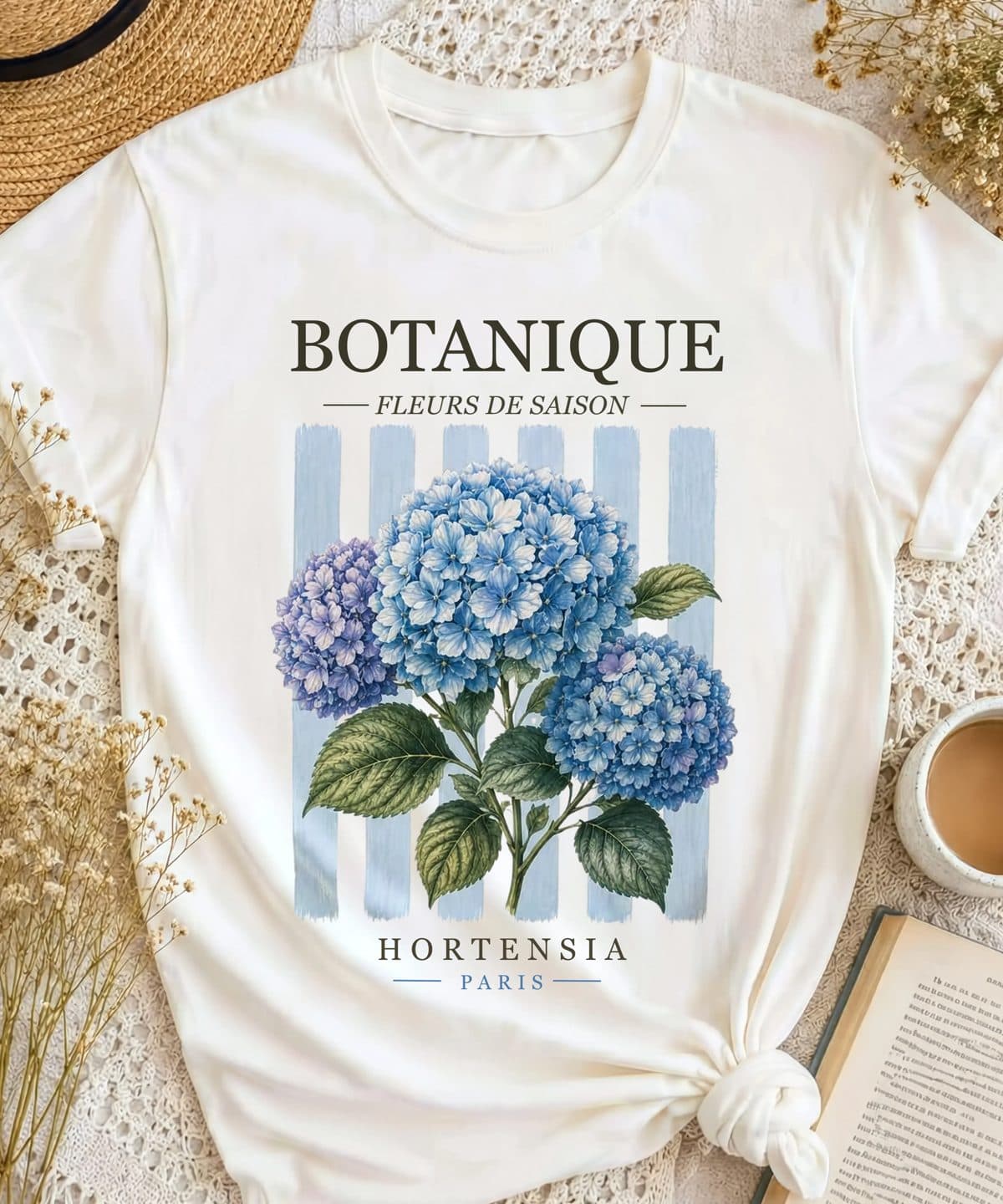 T-shirt Botanique — Hortensias