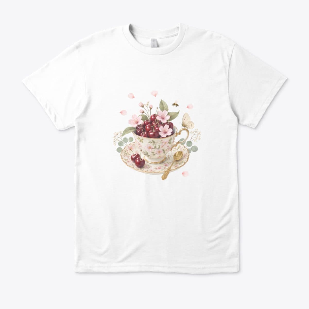 Vintage Cherry Tea Party – تيشيرت من القطن البريميوم